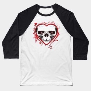 Skull Valentine With Valentine eyes Baseball T-Shirt